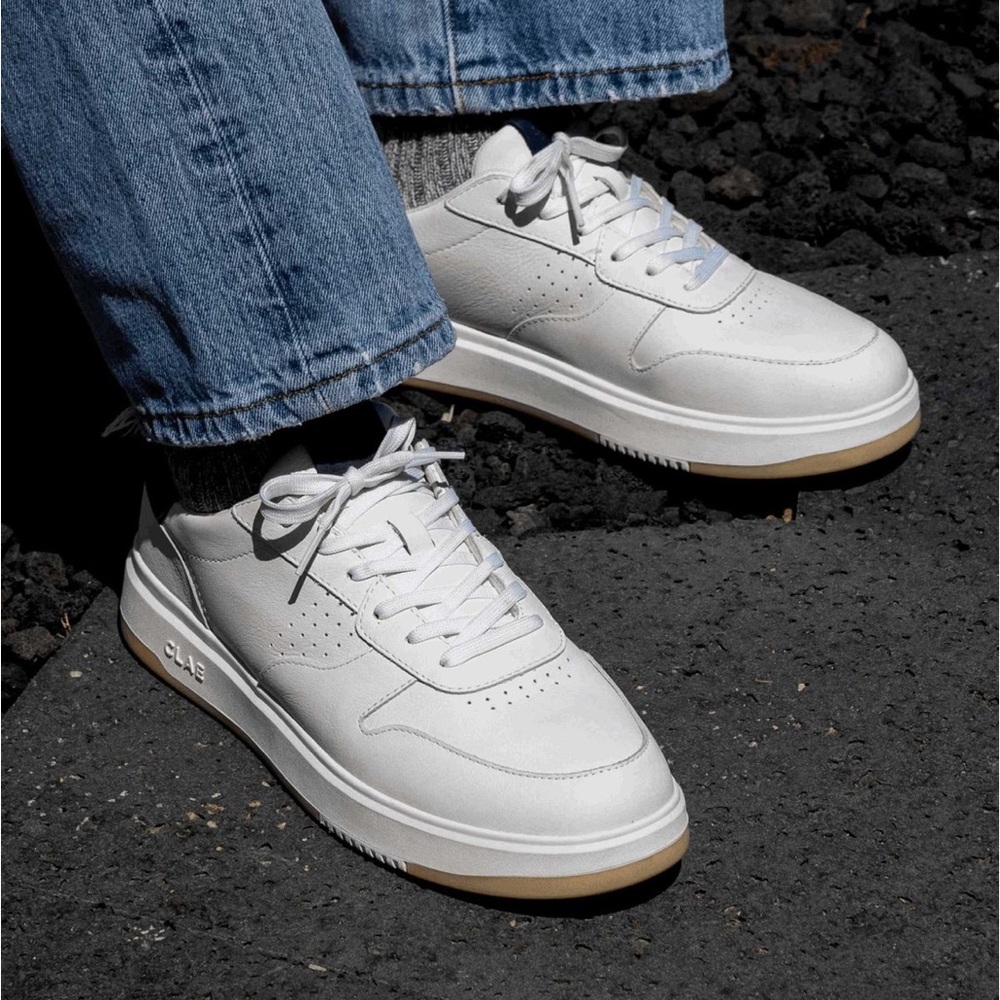 NWT Clae Moses Classic White Leather Sneakers - Picture 4 of 4